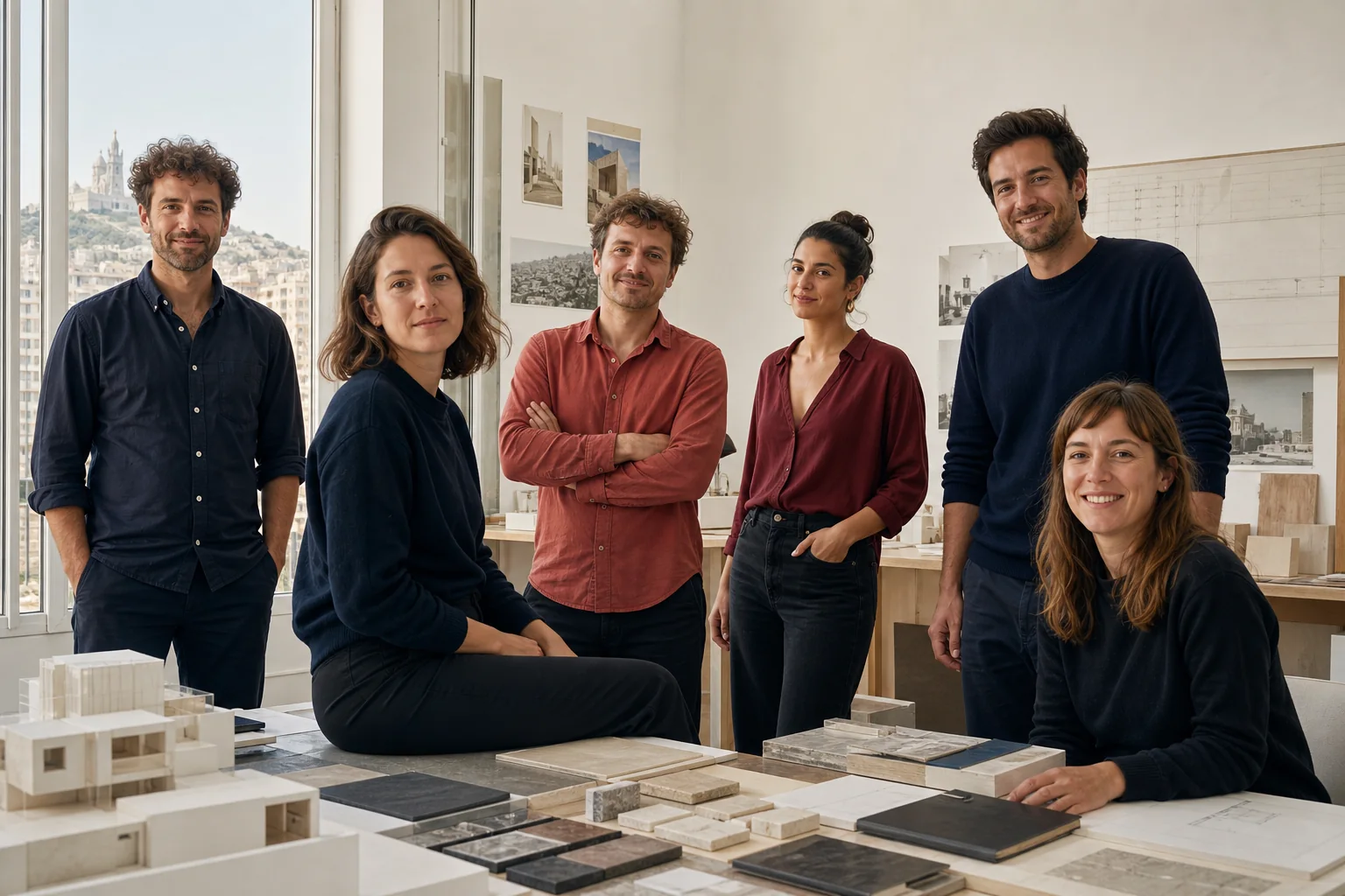 Les six architectes d’Atelier Sillage dans leur agence
