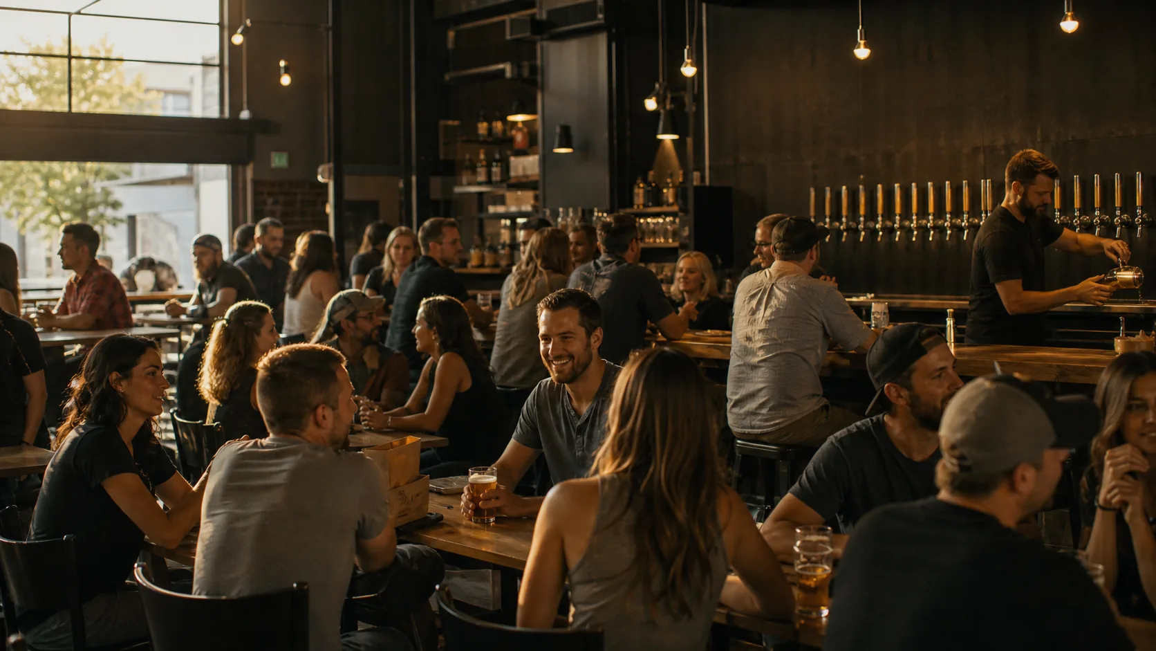 Ambiance conviviale du taproom