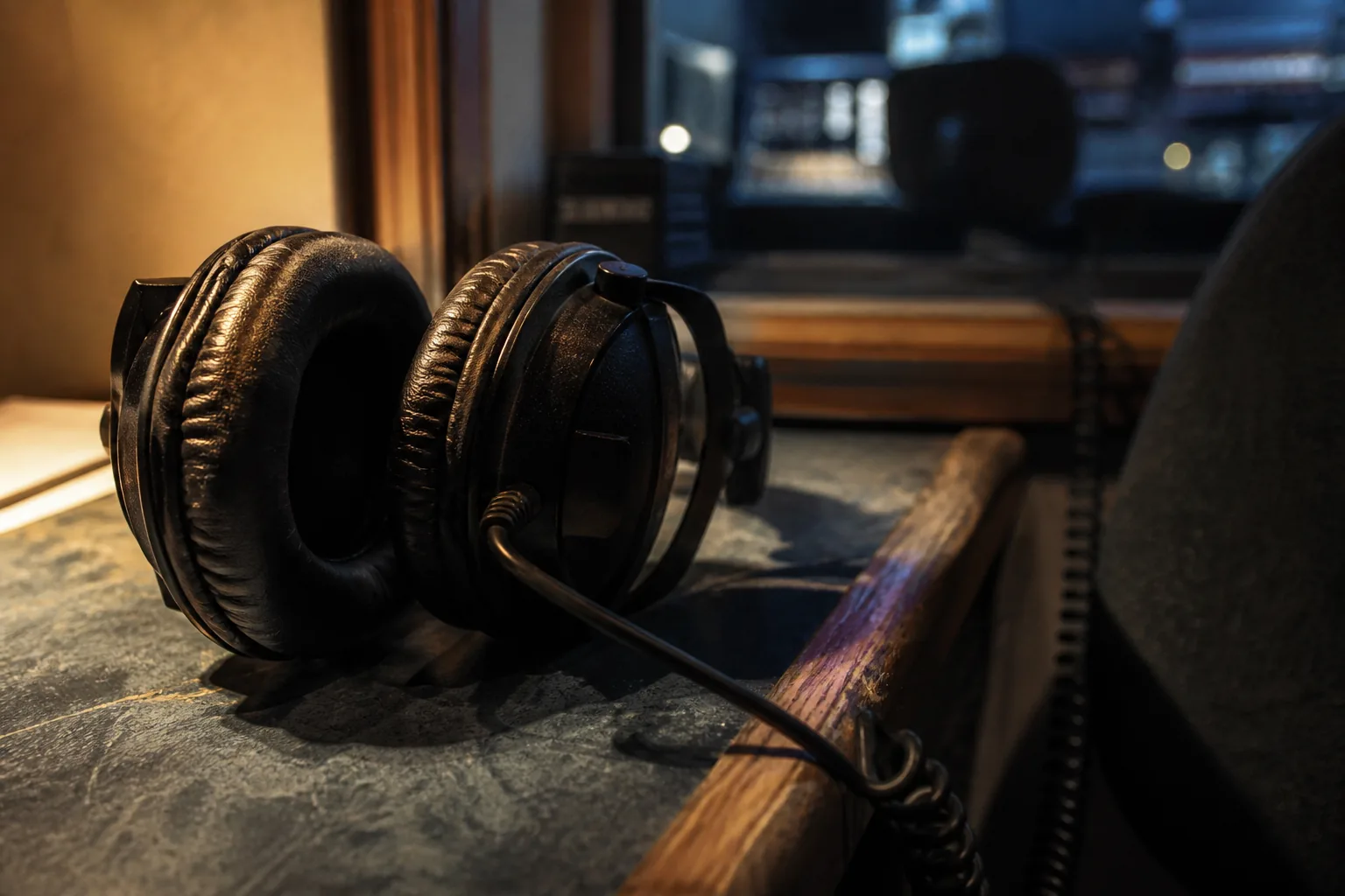 Casque audio posé dans la régie