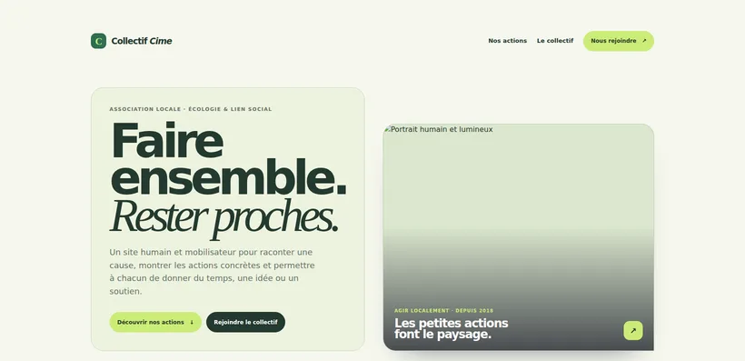 Aperçu de la démo Collectif Cime, formule Essentiel