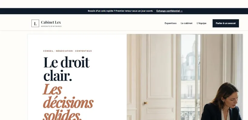 Aperçu de la démo Cabinet Lex, formule Essentiel