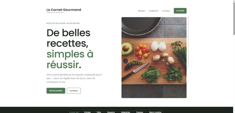 Aperçu du site Le Carnet Gourmand