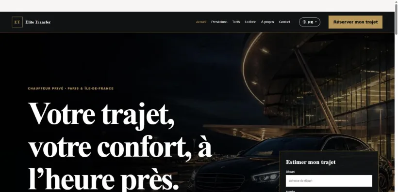 Aperçu du site Élite Transfer