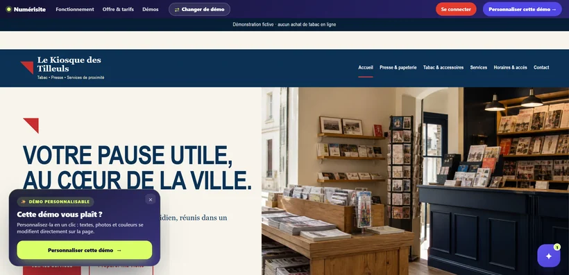 Aperçu de la démo LE KIOSQUE des Tilleuls, formule Essentiel