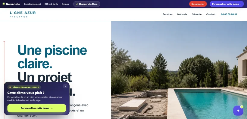 Aperçu de la démo LIGNE AZUR PISCINES · SIGNATURE, formule Essentiel