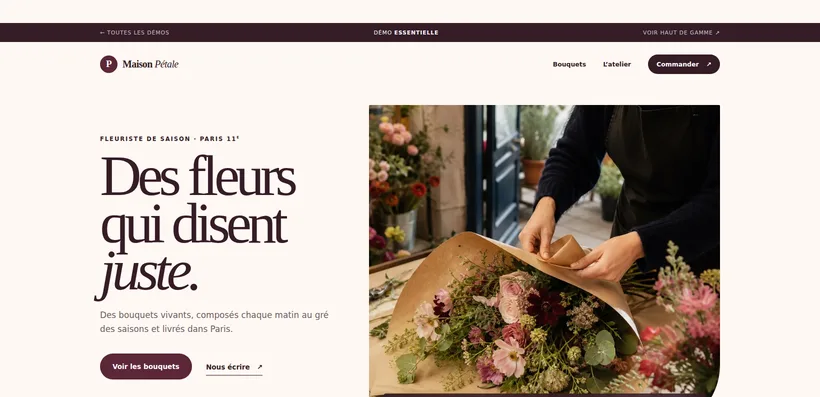 Aperçu de la démo Maison Pétale, formule Essentiel