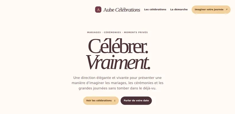 Aperçu du site Aube Célébrations