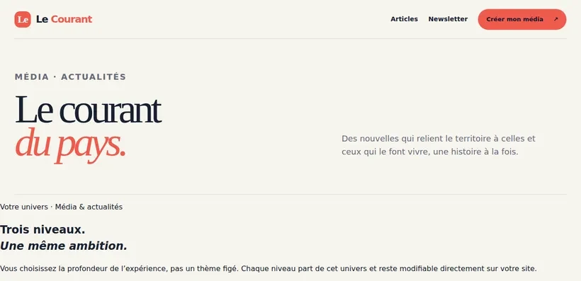 Aperçu du site Le Courant
