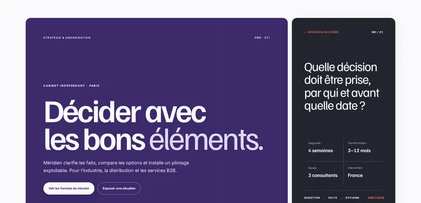 Aperçu de la démo Méridien Conseil, formule Essentiel