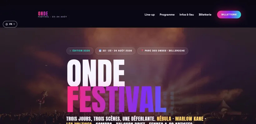 Aperçu du site Onde Festival