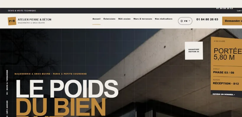 Aperçu du site Atelier Pierre & Béton