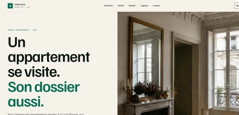 Aperçu de la démo Vantaux Immobilier, formule Essentiel
