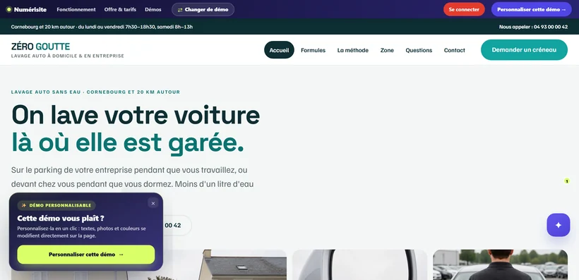 Aperçu de la démo ZÉRO GOUTTE lavage auto à domicile & en entreprise, formule Essentiel