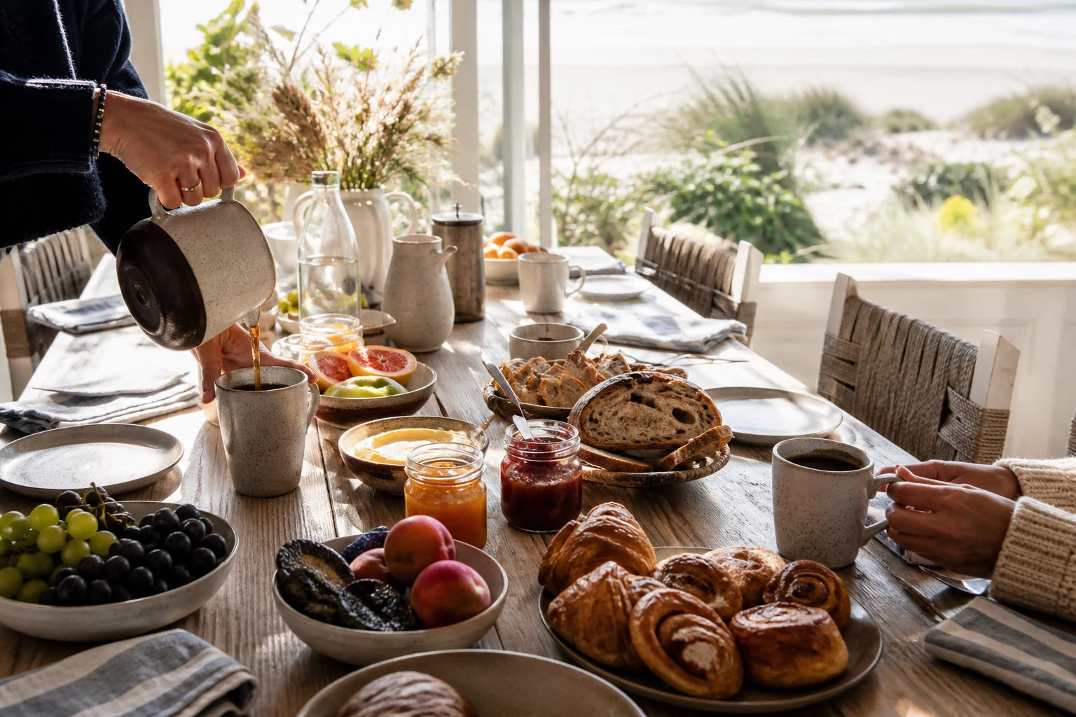 Petit déjeuner maison dans la véranda