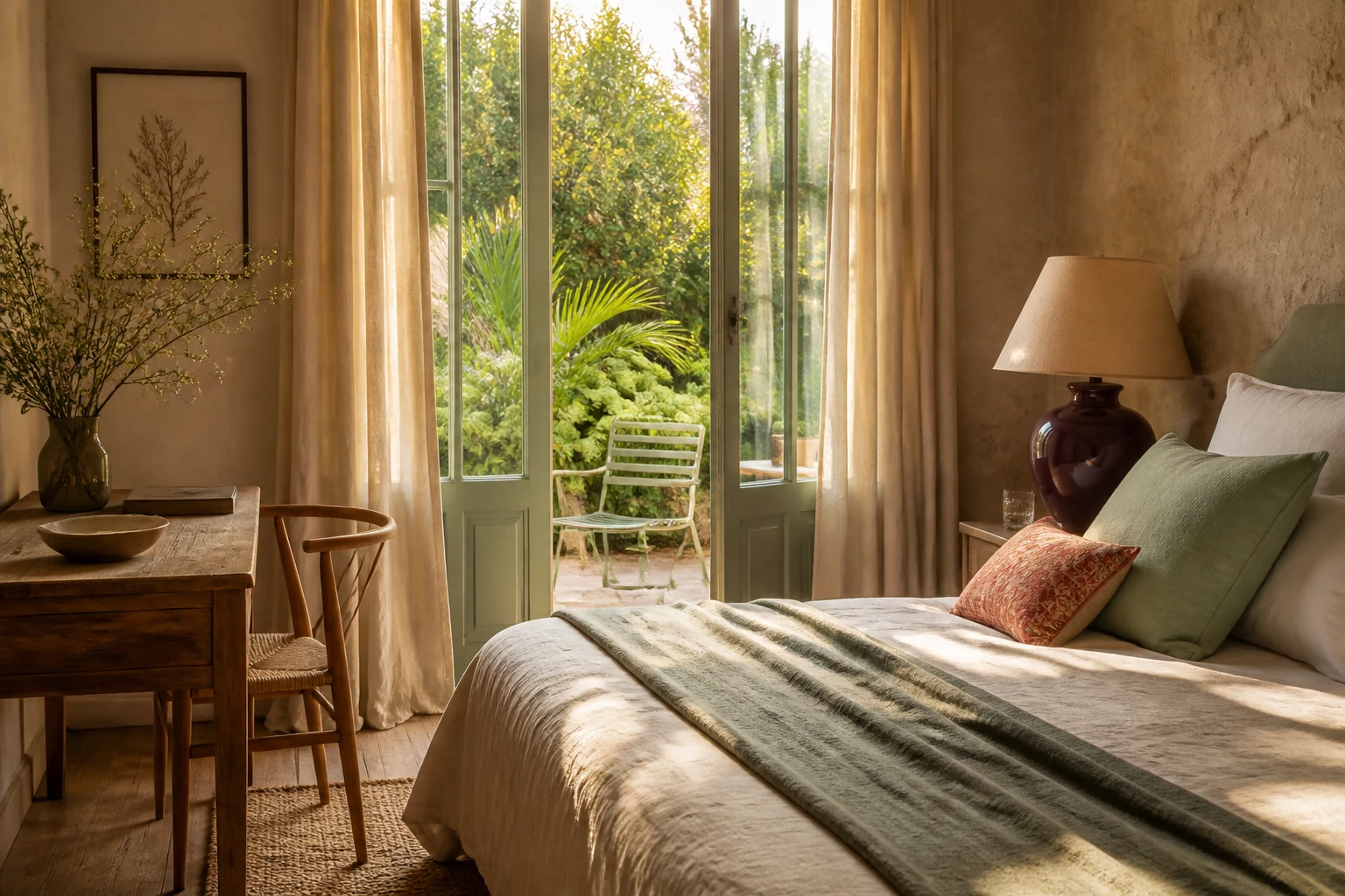 Chambre Jardin ouverte sur une cour végétale