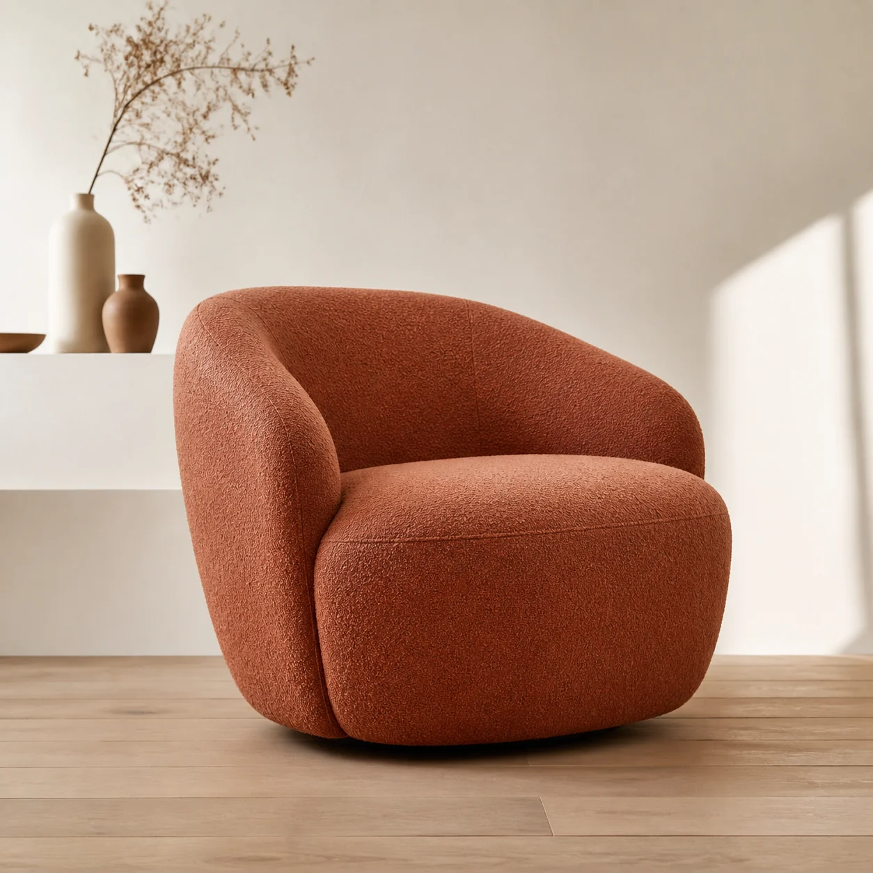 Fauteuil Alba terracotta vu de face