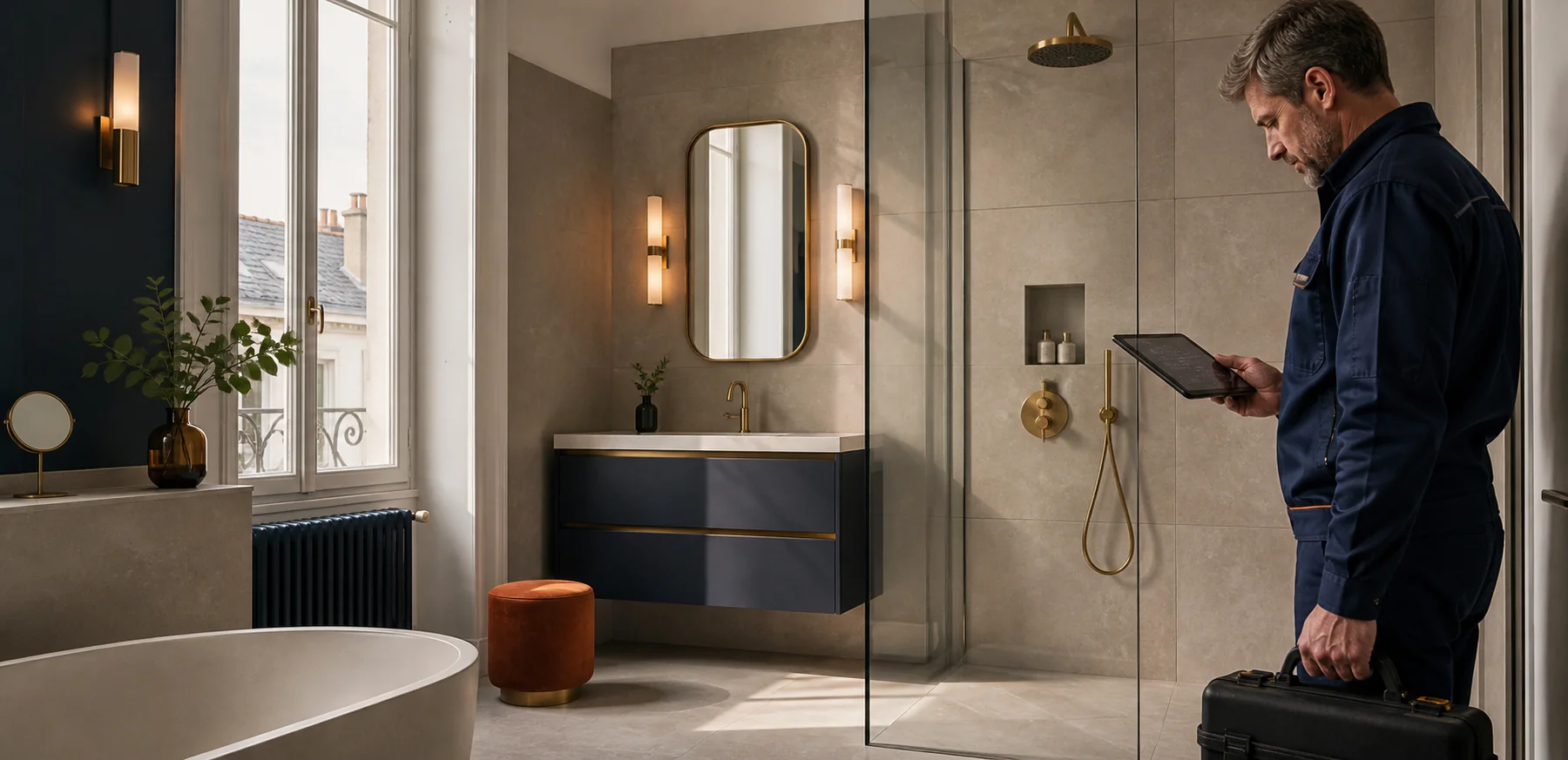 Salle de bain haut de gamme contrôlée par un artisan Mercier et Fils