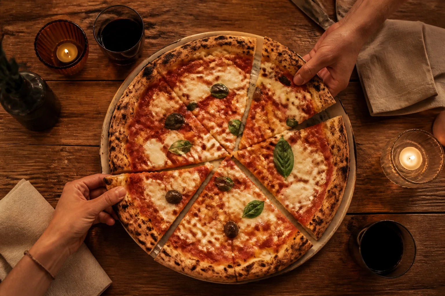 Parts de pizza généreuses prêtes à partager