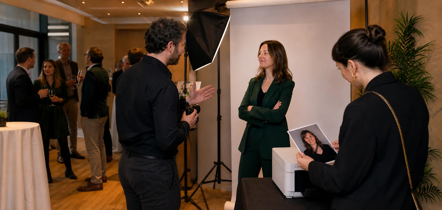 Studio portrait mobile installé pendant une soirée d'entreprise