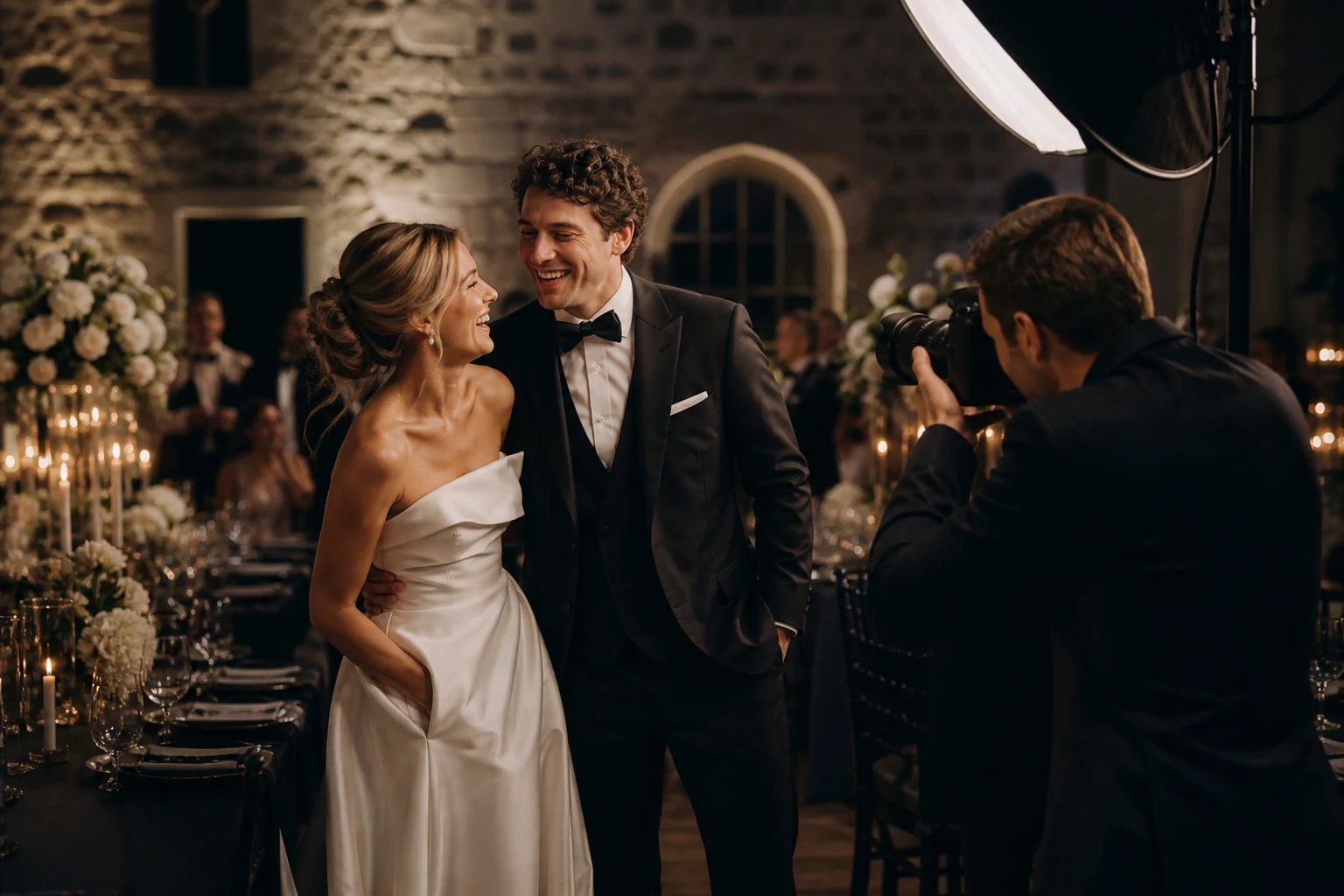 Couple photographié pendant son mariage