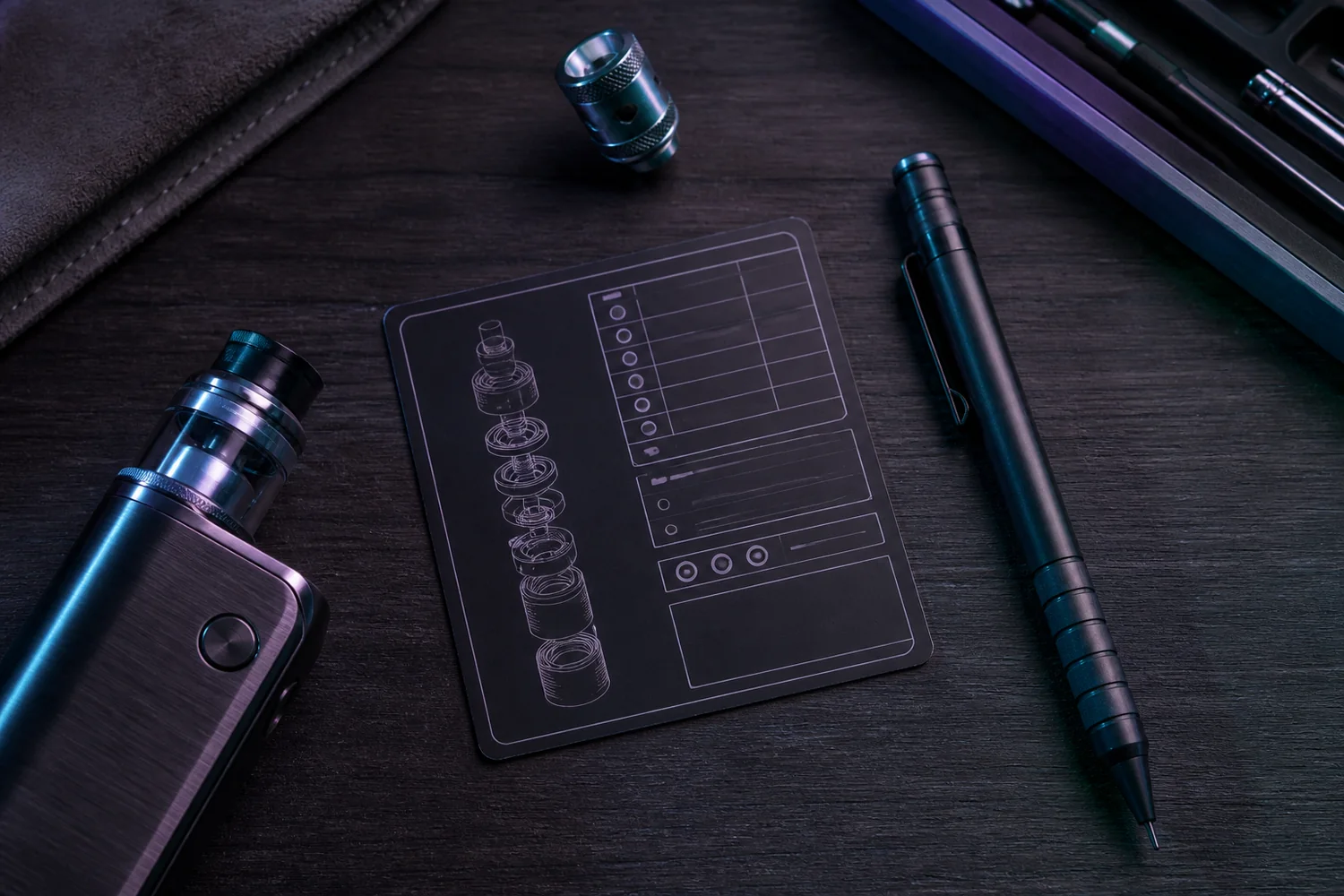 Carnet technique avec références de résistance et réglages