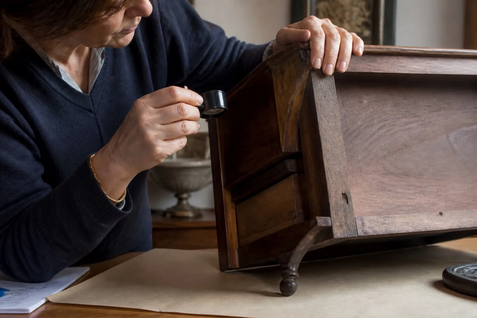 Examen des assemblages d’un meuble ancien