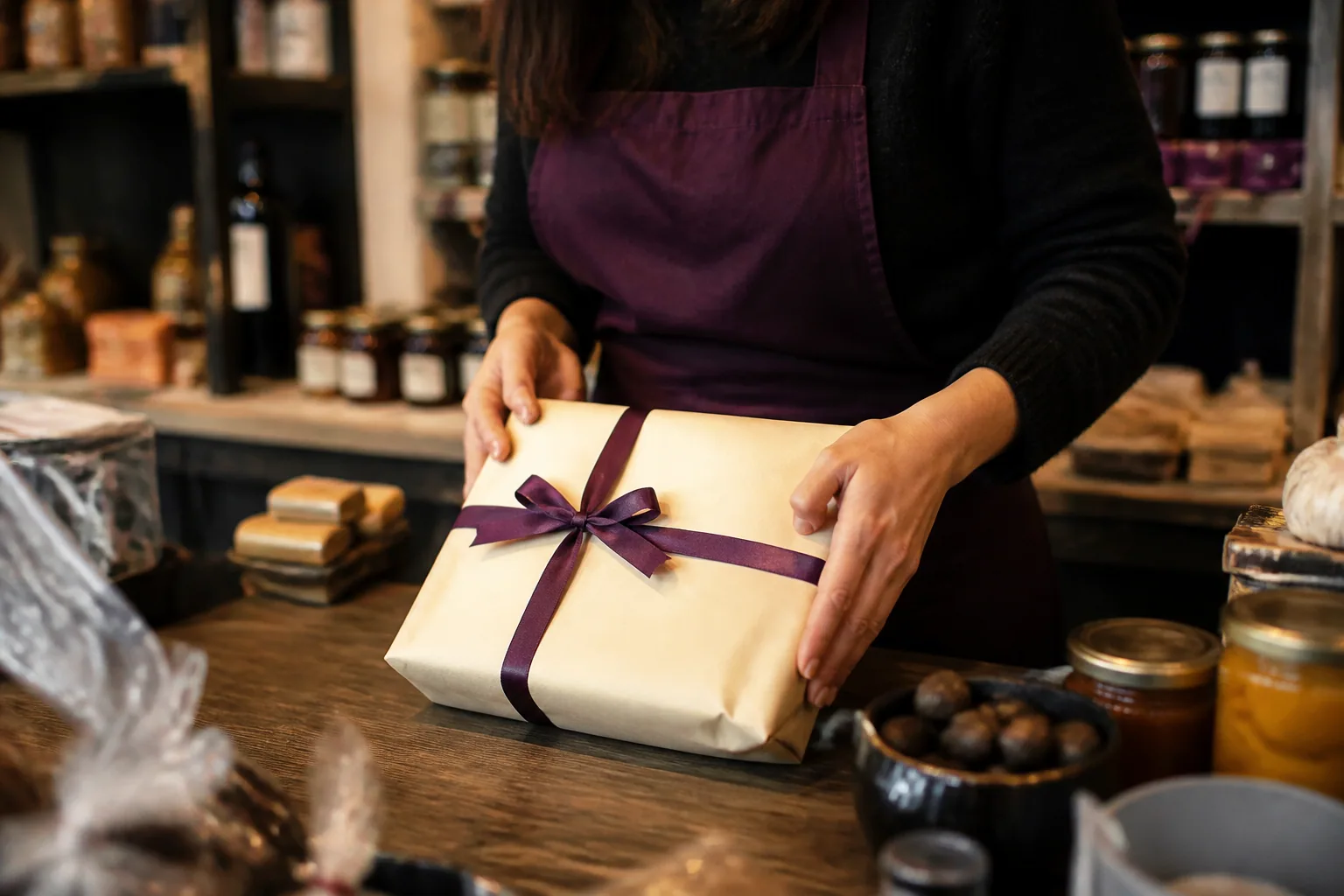 Préparation d'un coffret au comptoir