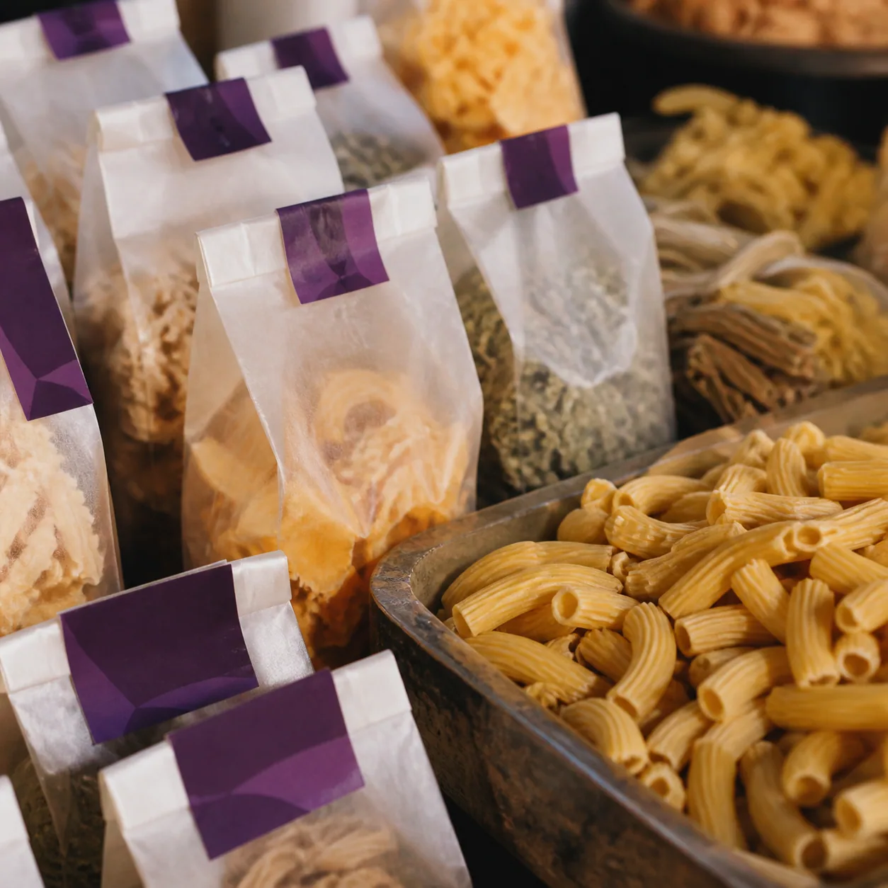 Pâtes artisanales dans leurs sachets