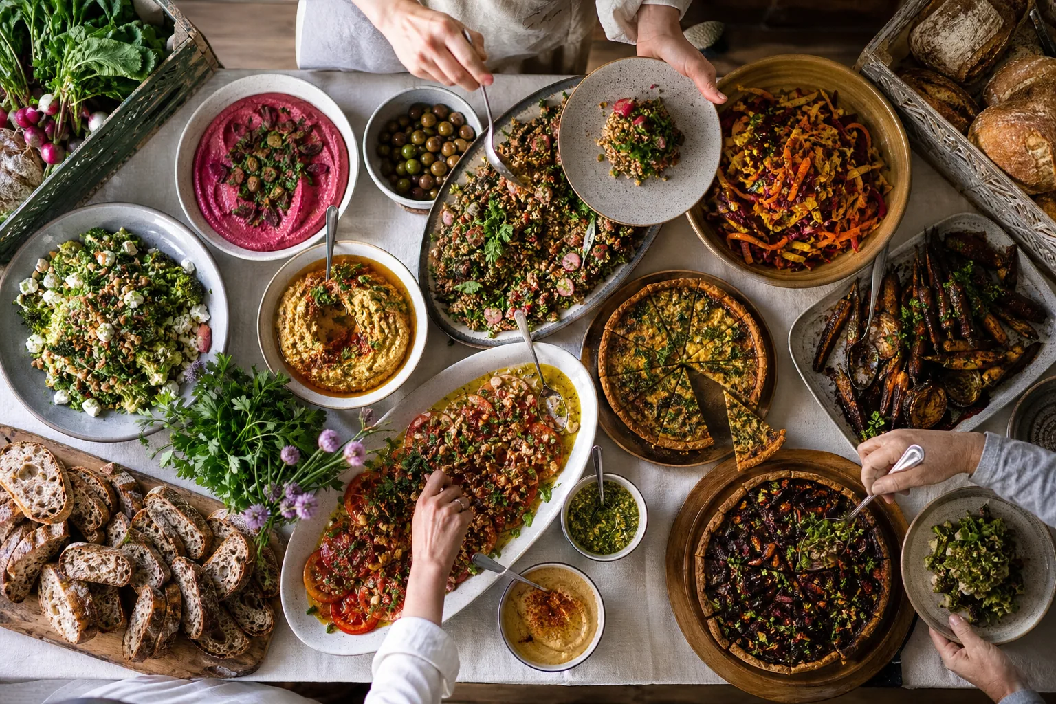Buffet coloré vu du dessus