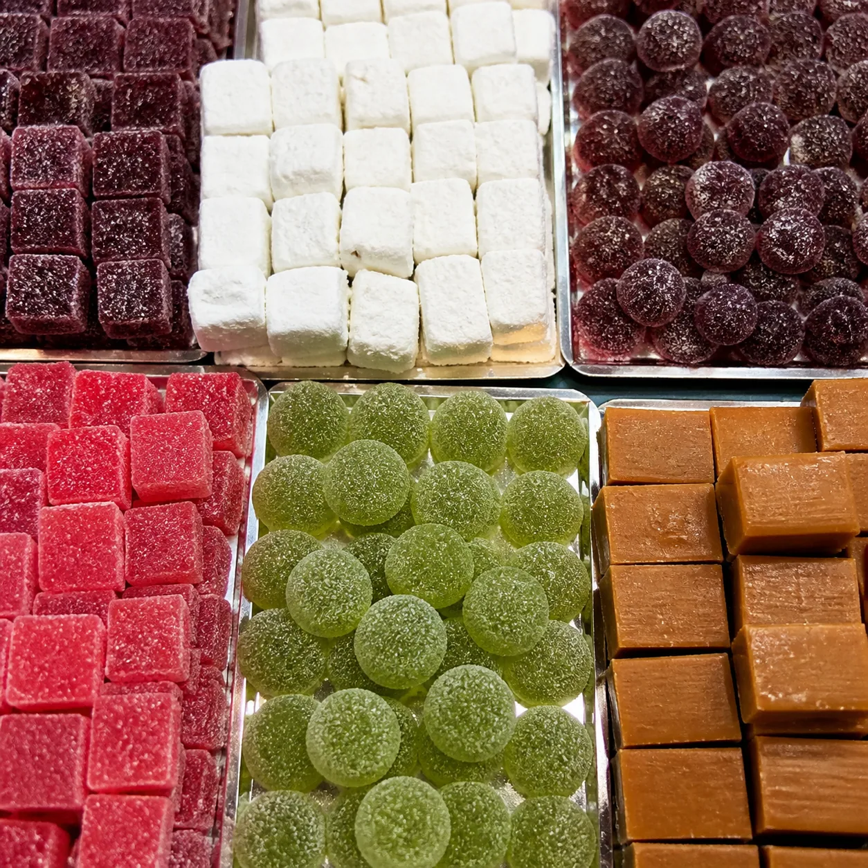 Pâtes de fruits, guimauves et caramels
