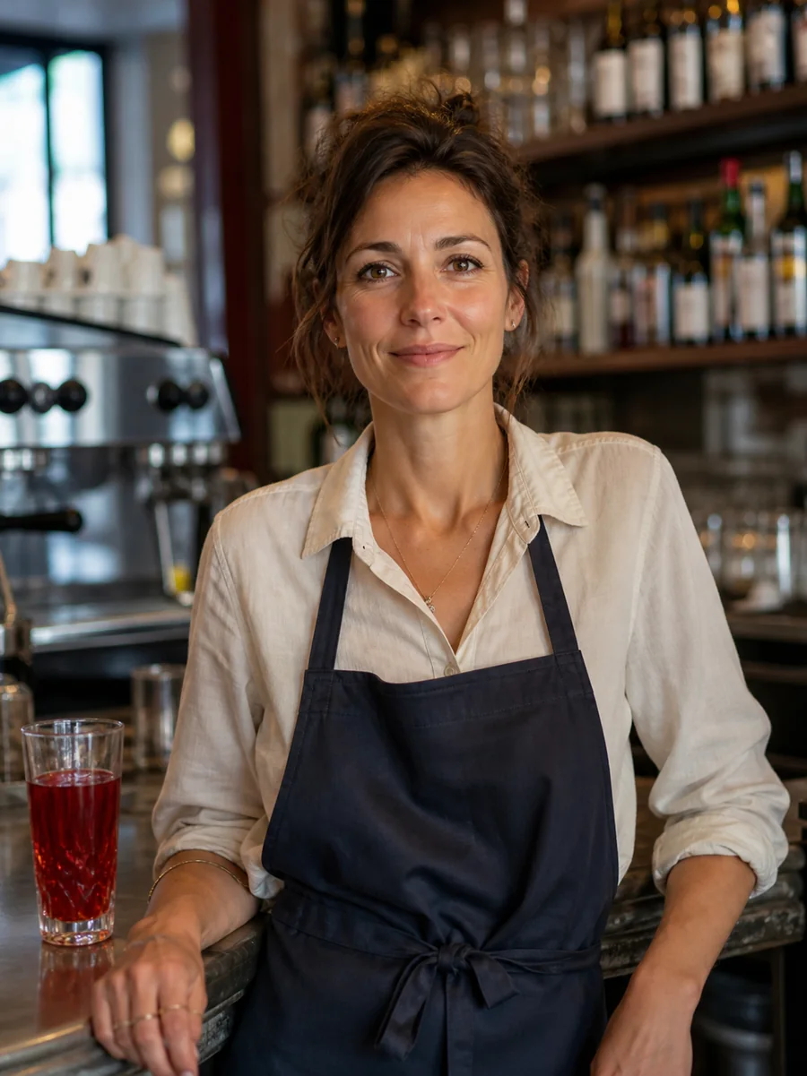 Claire au comptoir de DEMI-LUNE