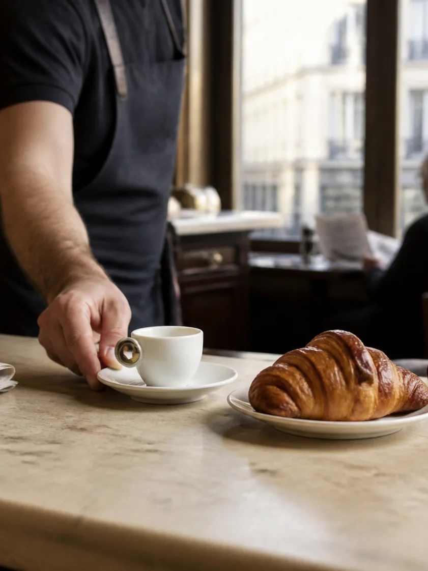 Café calme avec livre et journal