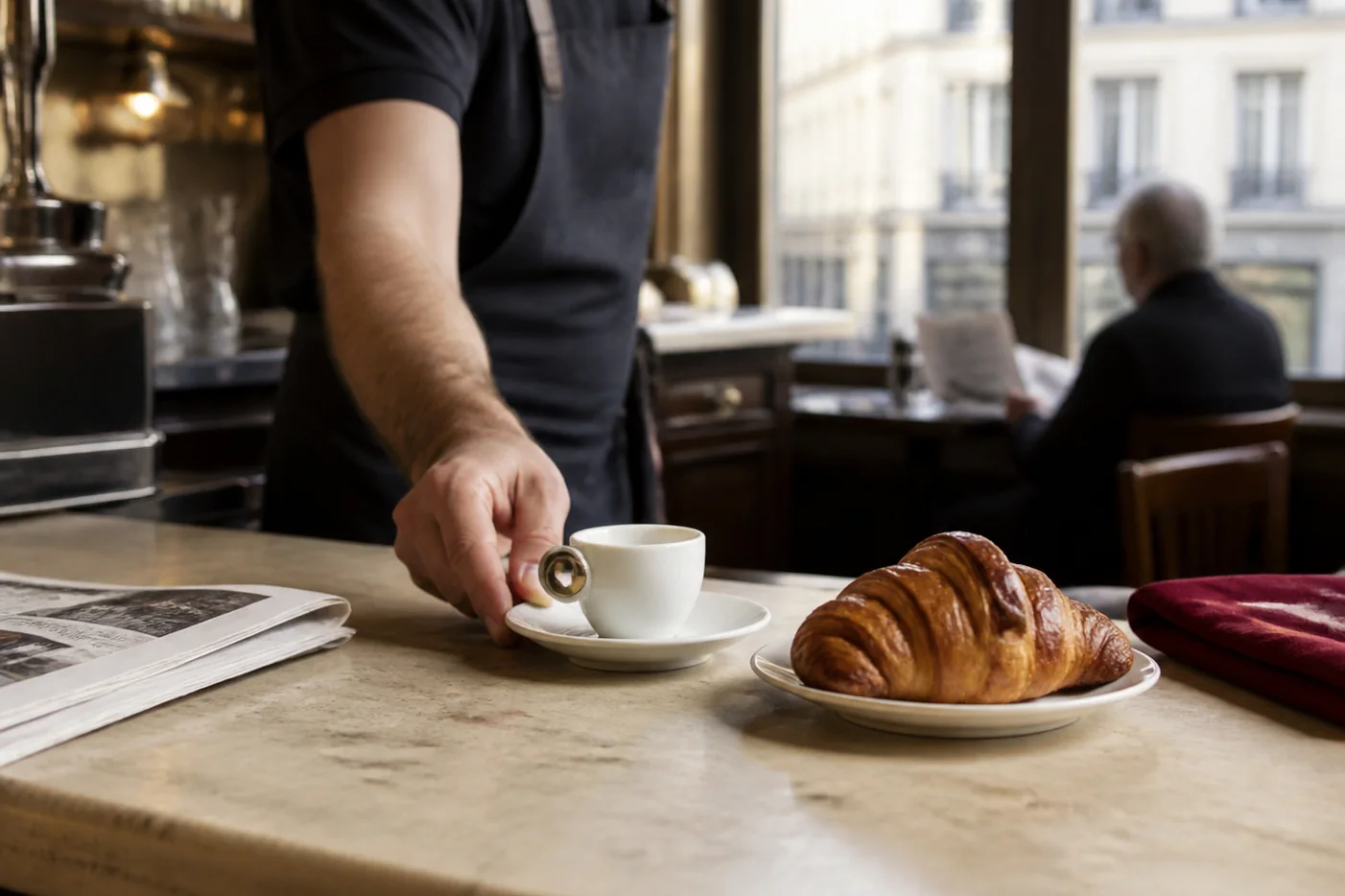 Espresso et journal le matin