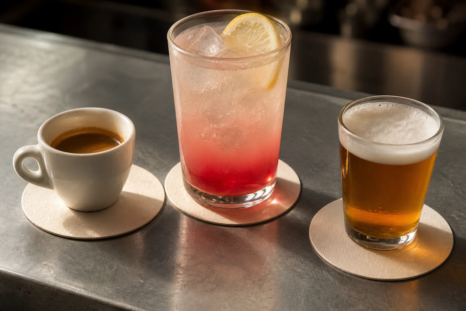 Trois verres au comptoir