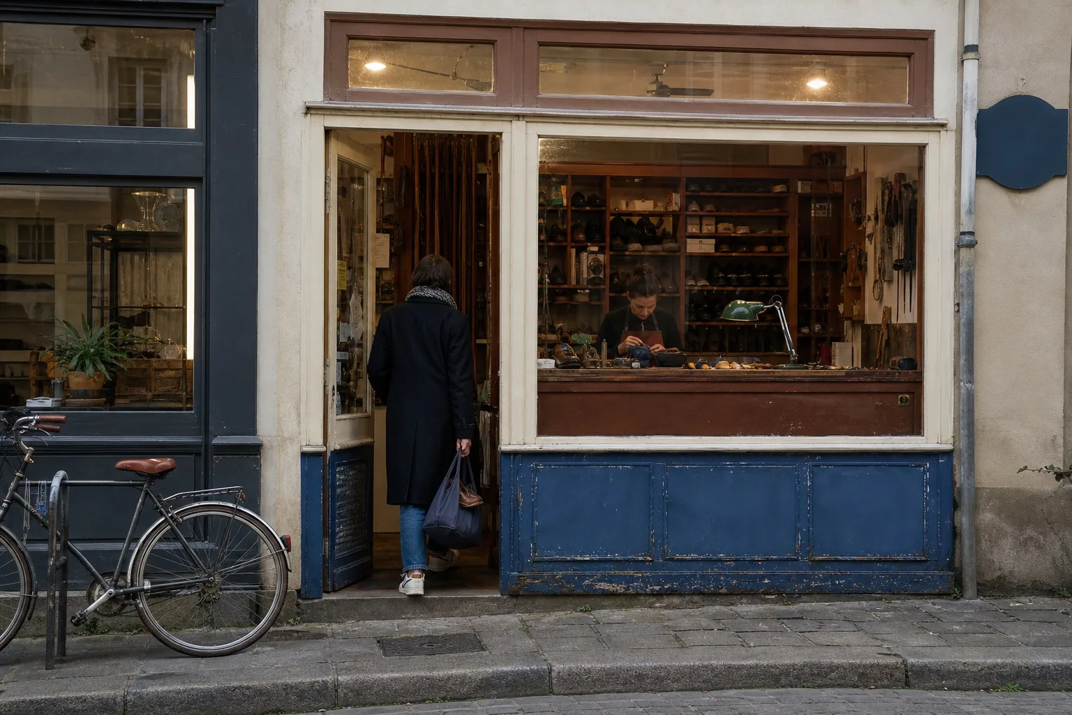 Devanture de la cordonnerie à Nantes