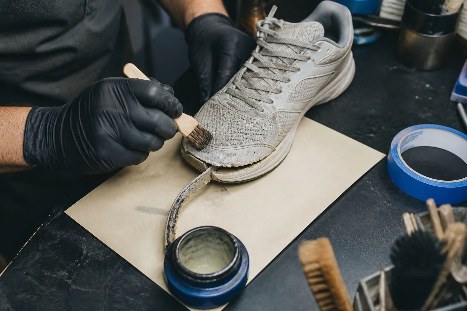 Nettoyage et recollage d’une sneaker