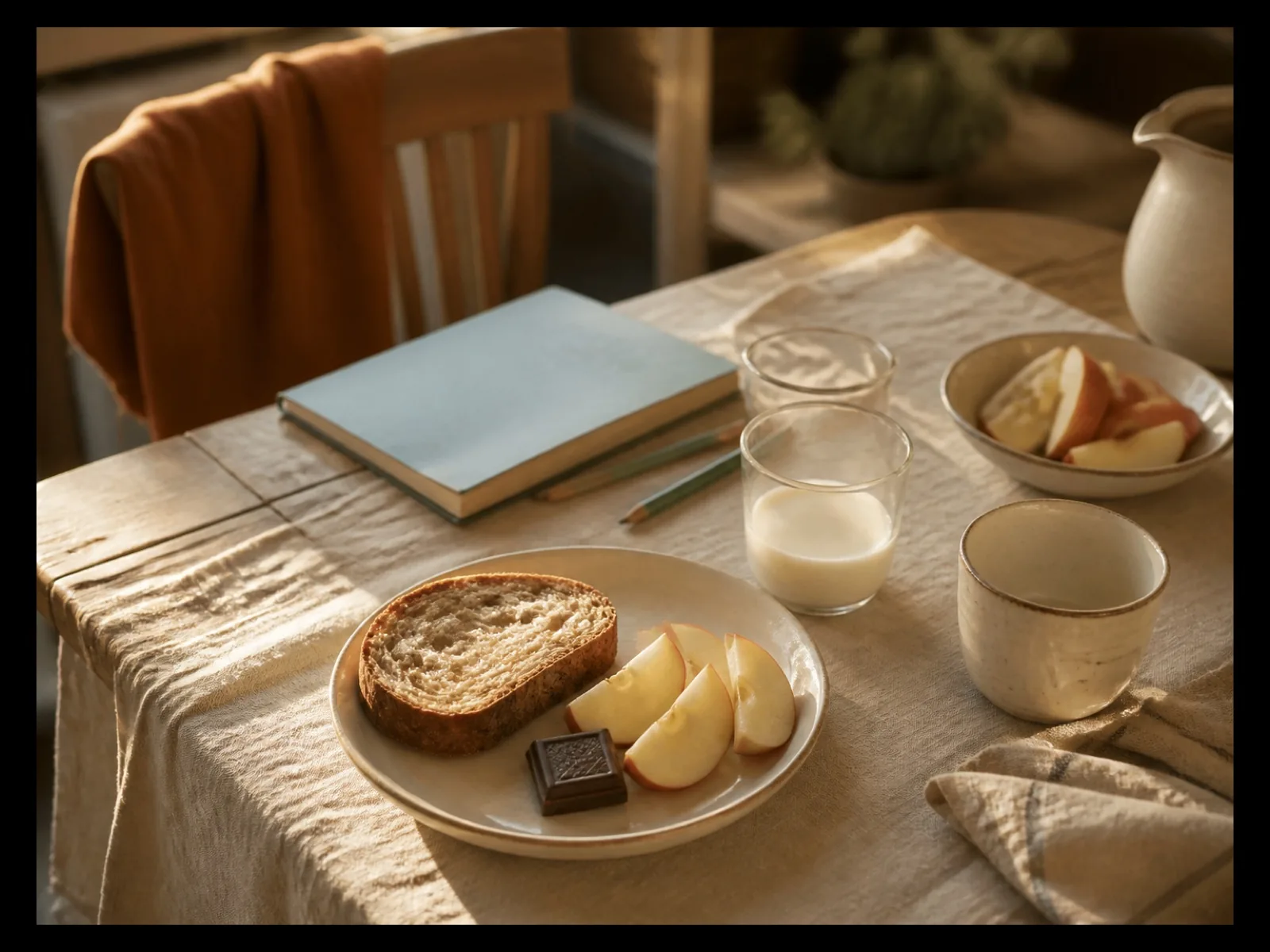 Table de cuisine avec un goûter préparé