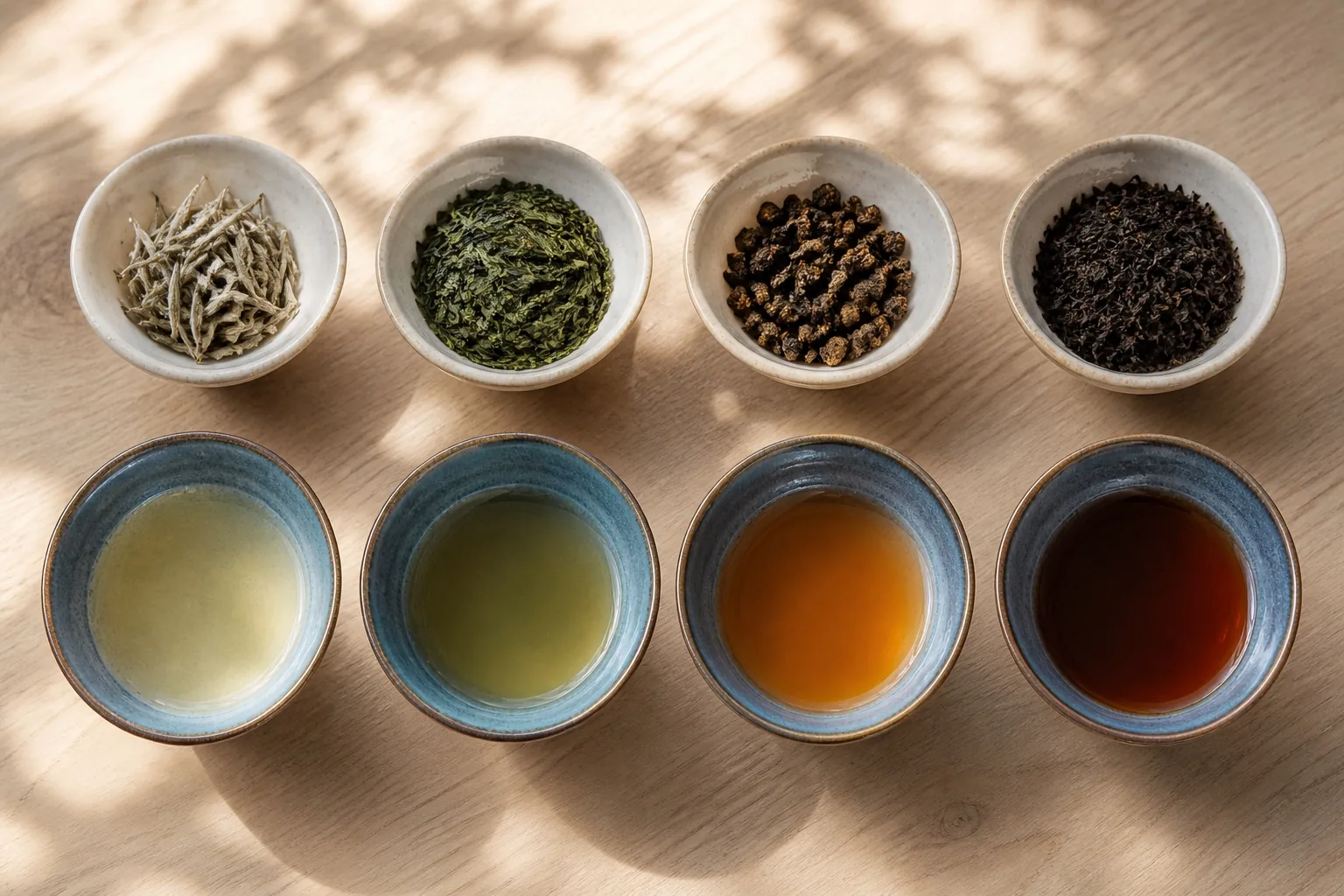Quatre familles de feuilles et leurs liqueurs