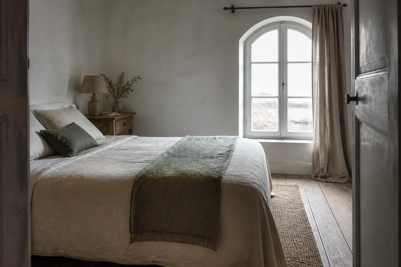 Chambre Sable aux murs chaulés