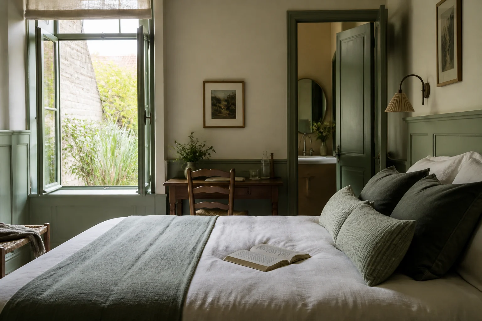 Chambre Salicorne aux boiseries vertes