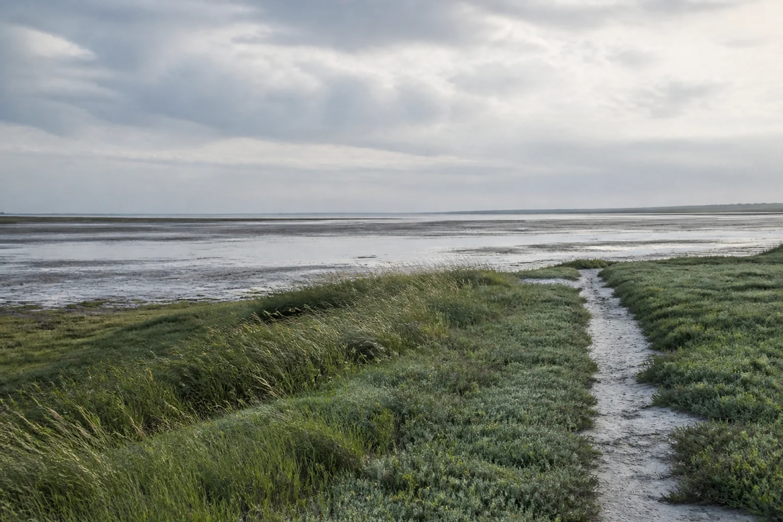 Chemin dans les prés salés de la Baie de Somme
