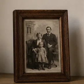 Photographie ancienne dans un cadre en noyer