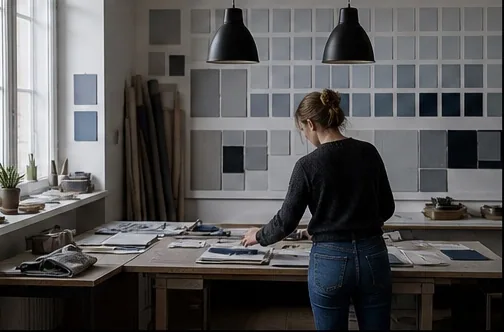 Atelier de décoration avec mur de nuances