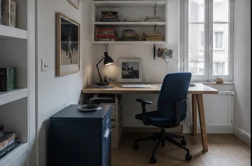 Bureau compact dans un appartement