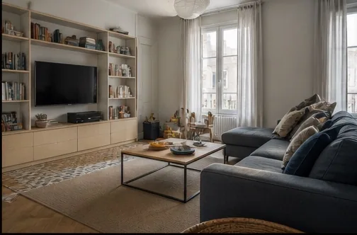 Séjour familial avec rangements intégrés