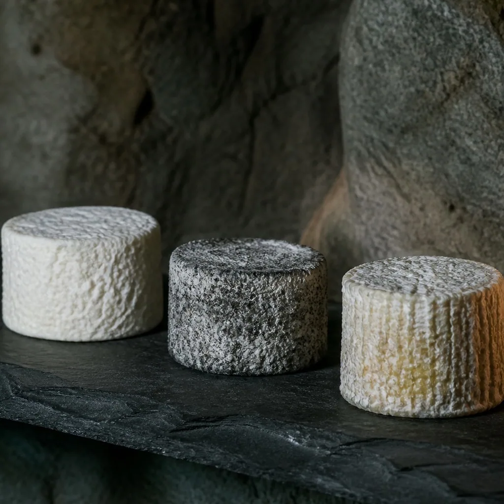 Trois fromages de chèvre à différents affinages