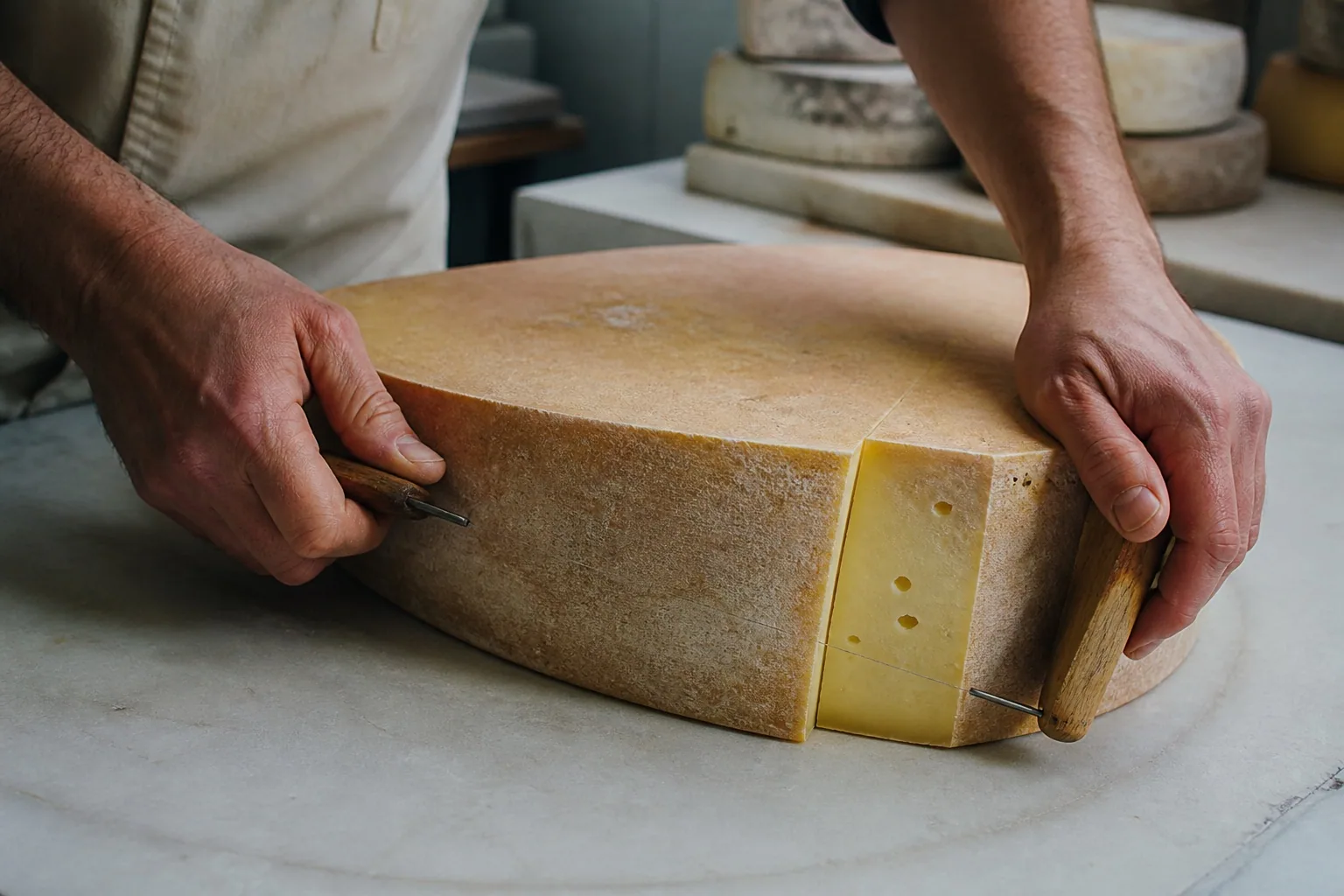 Découpe d’une meule alpine