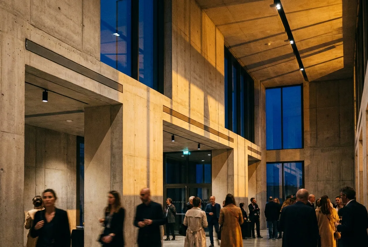 Lieu de réception en béton brut à Nantes, préparé pour un événement