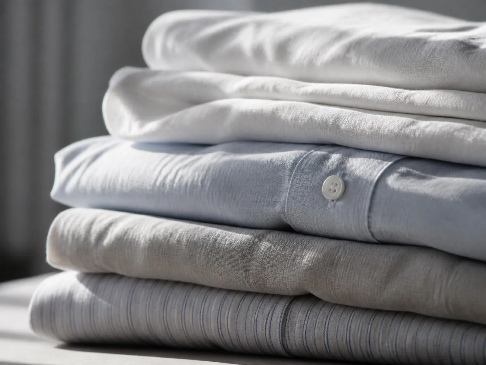 Pile de linge plié en lumière rasante