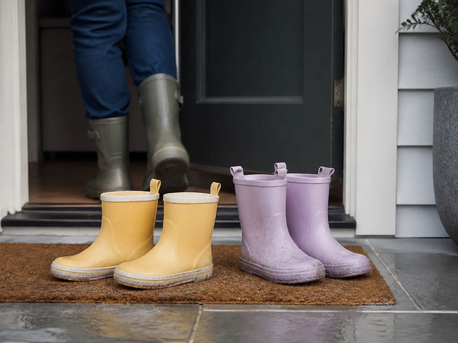Petites bottes dans une entrée propre